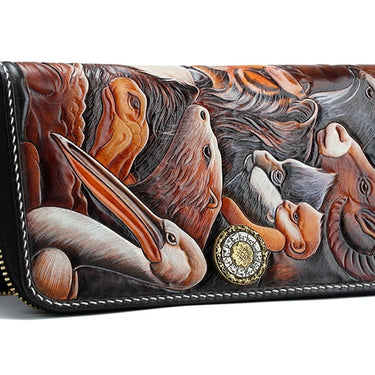 Men and Women Handmade Zipper All Animals Long Clutch Wallets  -  GeraldBlack.com