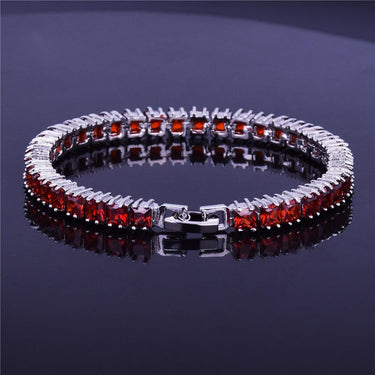 Men and Women Iced Cubic Zirconia Silver Copper Clasp Chain Tennis Bracelet - SolaceConnect.com