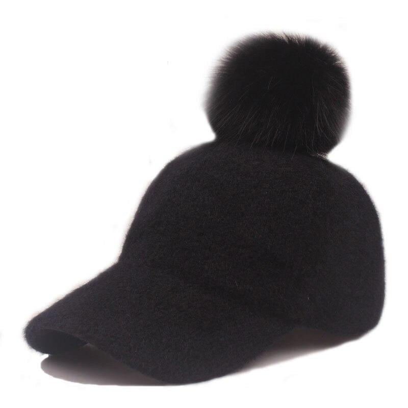 Men and Women Pure Color Casquette Wool Baseball Cap With Hairball  -  GeraldBlack.com
