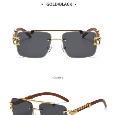 Men and Women Retro Luxury Square Gold Lion Decoration Sunglasses  -  GeraldBlack.com