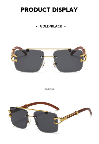 Men and Women Retro Luxury Square Gold Lion Decoration Sunglasses  -  GeraldBlack.com