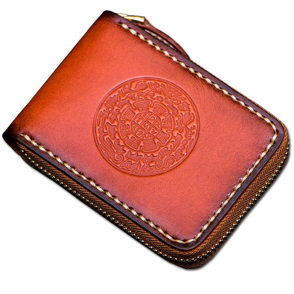 Men and Women Short Zipper Organ Genuine Leather Card Holder Bag  -  GeraldBlack.com