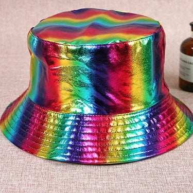 Men and Women Summer Harajuku Fashion Bucket Hat with Rainbow Print  -  GeraldBlack.com
