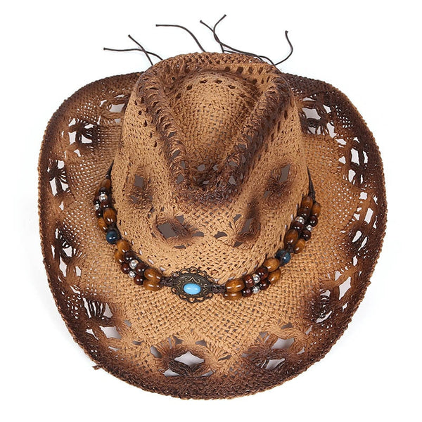 Men and Women Summer Vintage Retro Cowboy Hat with Leather Strap  -  GeraldBlack.com
