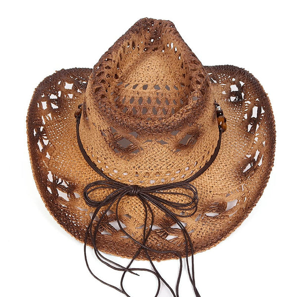 Men and Women Summer Vintage Retro Cowboy Hat with Leather Strap  -  GeraldBlack.com