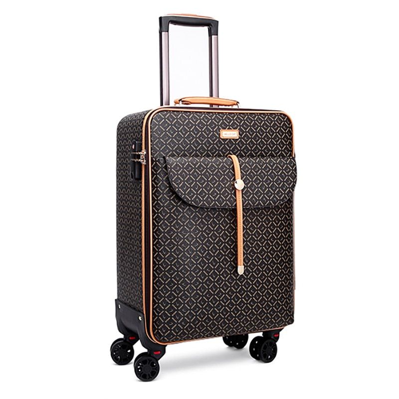 Men and Women Synthetic Leather Spinner Travel Luggage Suitcase  -  GeraldBlack.com