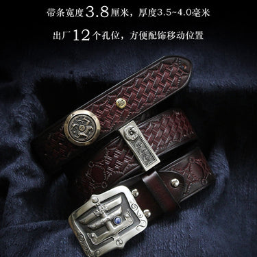 Men and Women Vintage Cupronickel Tibetan Genuine Leather Strap Belts  -  GeraldBlack.com