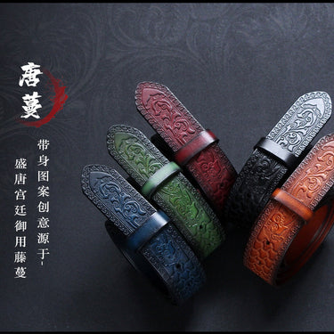 Men and women Vintage Genuine Leather Cupronickel Tibetan Strap Belts  -  GeraldBlack.com