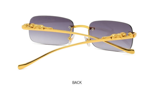 Men and Women Vintage Rimless Square Leopard Decor Sunglasses  -  GeraldBlack.com