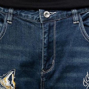 Men Baggy Cowboy Embroidery Hip Hop Tide Spring Denim Trousers Casual Plus Size Jeans Pants Clothing  -  GeraldBlack.com