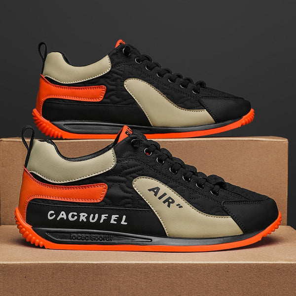 Men Black Orange Color Casual Thick Soled Breathable Autumn Slip On Walking Fashion Vulcanized Shoes  -  GeraldBlack.com