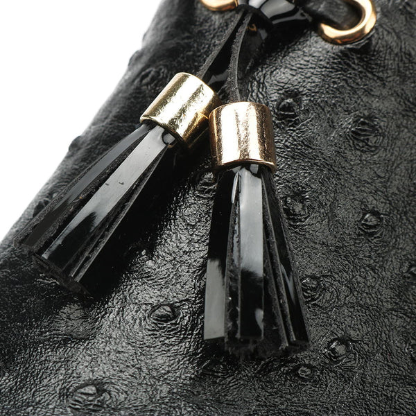 Men Black Ostrich Leather Casual Golden Tassel Luxury Loafers Shoes  -  GeraldBlack.com