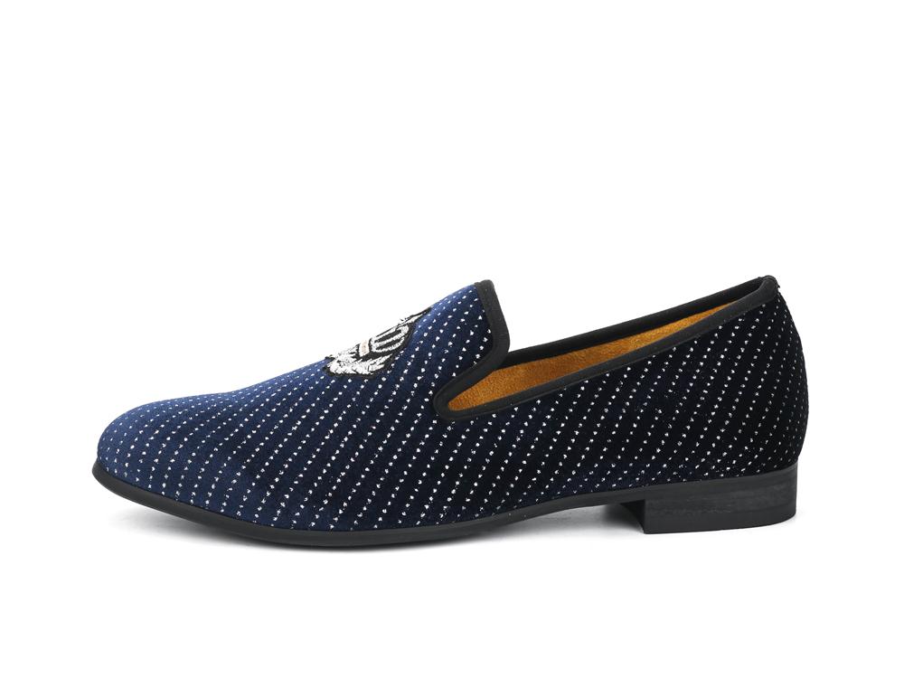 Men Blue Velvet Fashion Party and Wedding Loafers Shoes Plus Size  -  GeraldBlack.com
