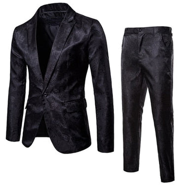 Men Business Casual Slim Suit Jackets Pants Sets Fashion printed Tuxedo Wedding formal dress Blazer stage performances Suit  -  GeraldBlack.com