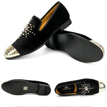 Men Casual Shoes Velvet Golden Toes Wedding and Party Loafers  -  GeraldBlack.com