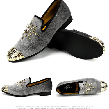 Men Casual Shoes Velvet Golden Toes Wedding and Party Loafers  -  GeraldBlack.com