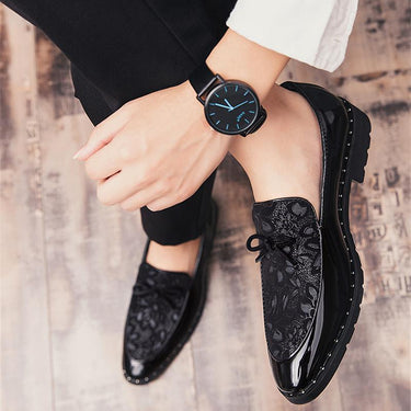 Men Classic Floral Print Loafers Comfortable Party Wedding Slip -On Shoes  -  GeraldBlack.com