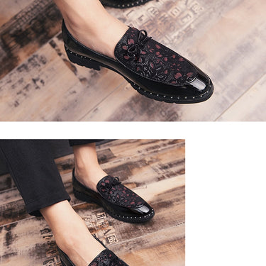 Men Classic Floral Print Loafers Comfortable Party Wedding Slip -On Shoes  -  GeraldBlack.com