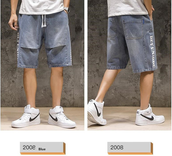 Men Denim Knee Length Summer Baggy Casual Short Pants Plus Size Straight Trousers Pockets Bottoms  -  GeraldBlack.com