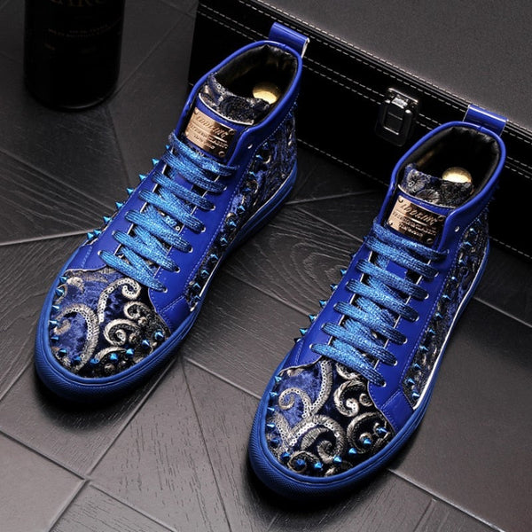 Men Fashion Casual Spring Autumn Rivets Luxury High Top Punk Style Shoes  b71  -  GeraldBlack.com