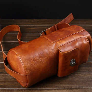 Men Genuine Leather Shoulder European and American Retro Vintage Soft Chest Bag  -  GeraldBlack.com