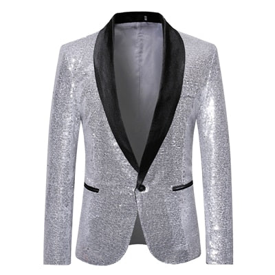 Men Gold Silver Blazers Suit Jacket Men Fashion Night Club DJ Stage performances Wedding party Jacket Coat  -  GeraldBlack.com
