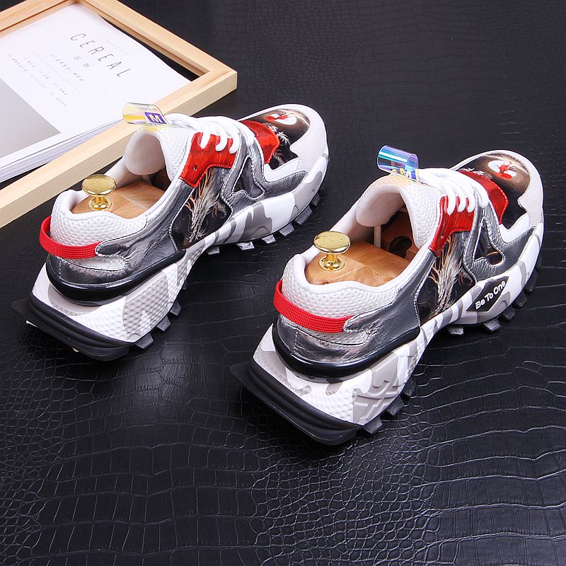 Men green Red Spring Autumn Thick Bottom Print Chinese Style Breathable Sneakers Trending Shoes A6  -  GeraldBlack.com