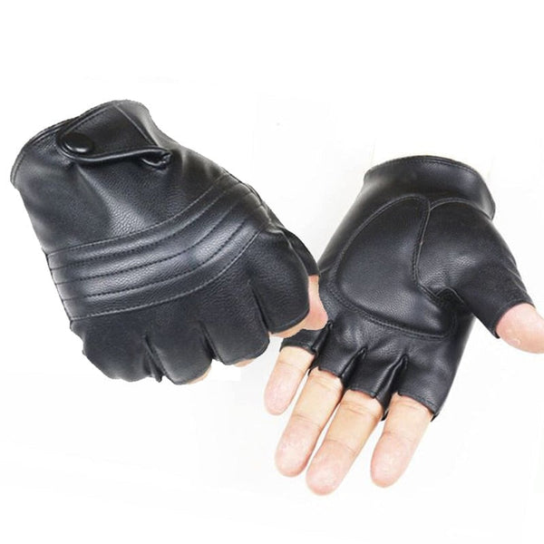 Men Leather Driving Half Finger PU Leather Fingerless Tactical Gloves Black Guantes Luva G223  -  GeraldBlack.com