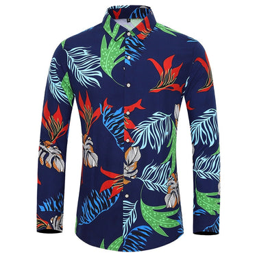Men long sleeved plus size 7XL fashion rose plant flower printed shirt Hawaii leisure vacations clothing  -  GeraldBlack.com