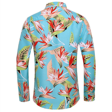 Men long sleeved plus size 7XL fashion rose plant flower printed shirt Hawaii leisure vacations clothing  -  GeraldBlack.com