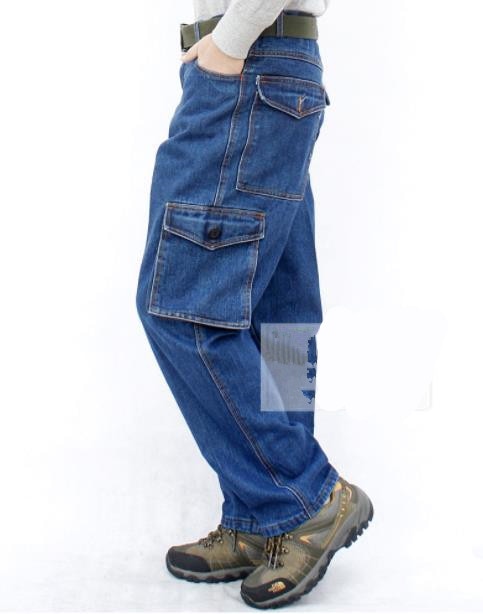 Men Loose Straight Cargo Casual Long Trousers Cotton Baggy Pocket Fashion Bottoms Plus Size XXXXL  -  GeraldBlack.com