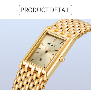 Men Luxury Wristwatch Water Resistant Square Clock Stainless Steel Golden Watch  -  GeraldBlack.com