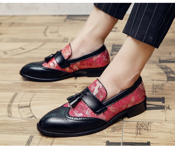 Men Moccasins Tassels Casual Genuine Leather Loafers Shoes Ethnic Style  -  GeraldBlack.com