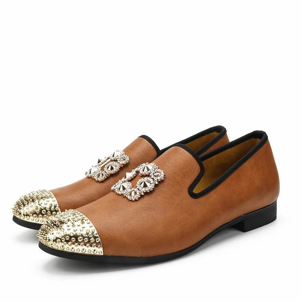 Men Party And Wedding Handmade Loafers Shoes With Gold Buckle  -  GeraldBlack.com