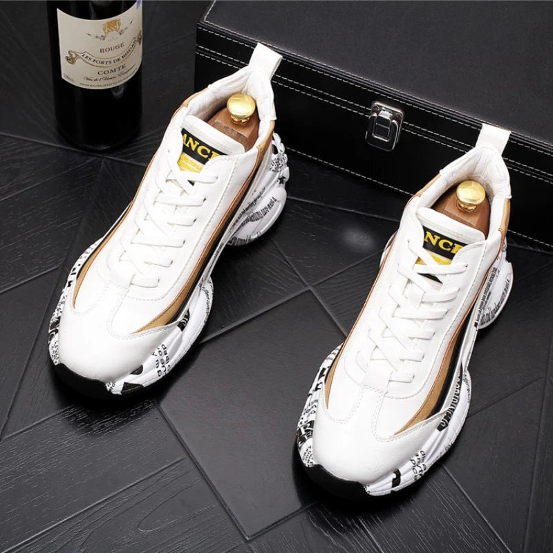 Men Platform Sneakers Vintage Thick Sole Trainers Running Shoes Youth Boy Gym Teenagers b71  -  GeraldBlack.com