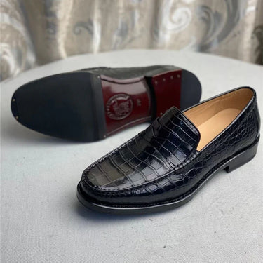 Men's 100% Hand Stitched Authentic Crocodile Belly Skin Casual Loafers  -  GeraldBlack.com