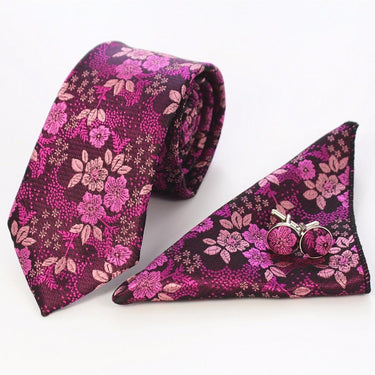 Men's 100% Silk Jacquard Floral Necktie Handkerchief Cufflinks for Wedding  -  GeraldBlack.com