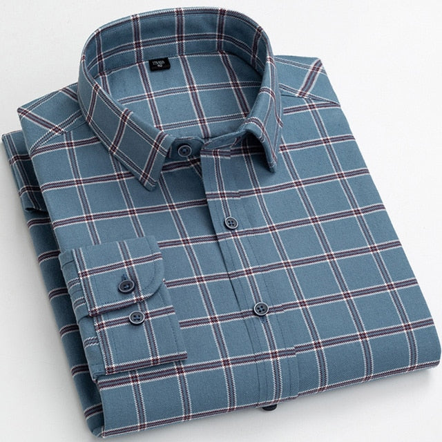 Men's 18-627 Plaid Striped Standard-Fit Long-Sleeve Flannel Comfortable Soft Brushed 100% Cotton  -  GeraldBlack.com