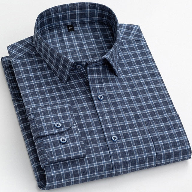 Men's 18-633 Plaid Striped Standard-Fit Long-Sleeve Flannel Comfortable Soft Brushed 100% Cotton  -  GeraldBlack.com