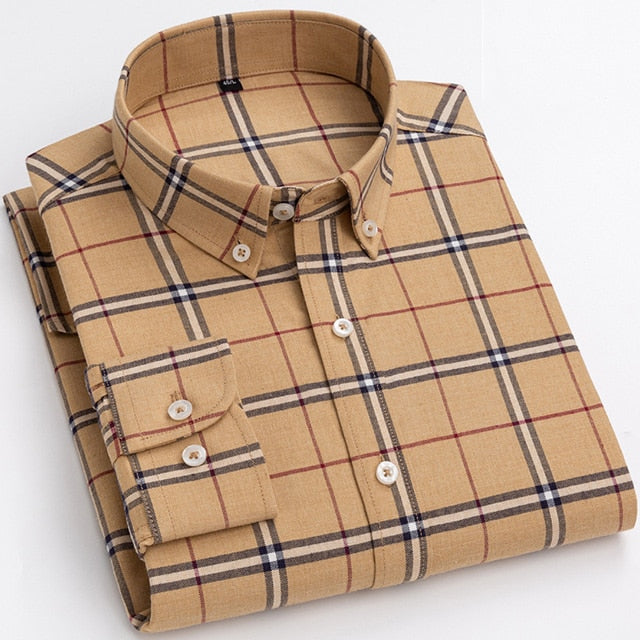 Men's 18-635 Plaid Striped Standard-Fit Long-Sleeve Flannel Comfortable Soft Brushed 100% Cotton  -  GeraldBlack.com