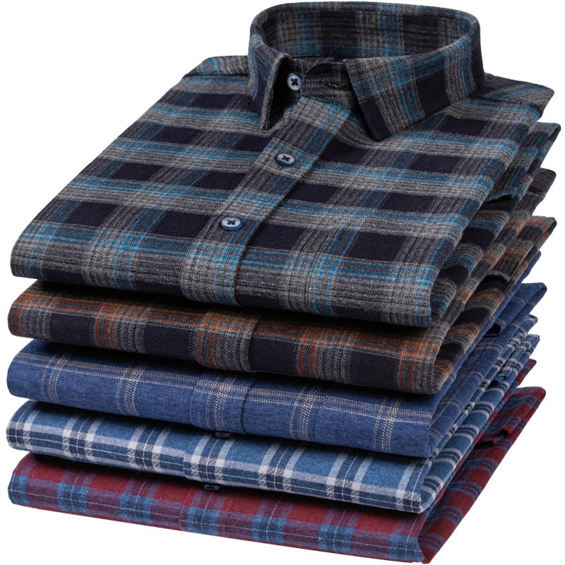 Men's 18-650 Plaid Striped Standard-Fit Long-Sleeve Flannel Comfortable Soft Brushed 100% Cotton  -  GeraldBlack.com