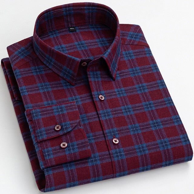 Men's 18-650 Plaid Striped Standard-Fit Long-Sleeve Flannel Comfortable Soft Brushed 100% Cotton  -  GeraldBlack.com