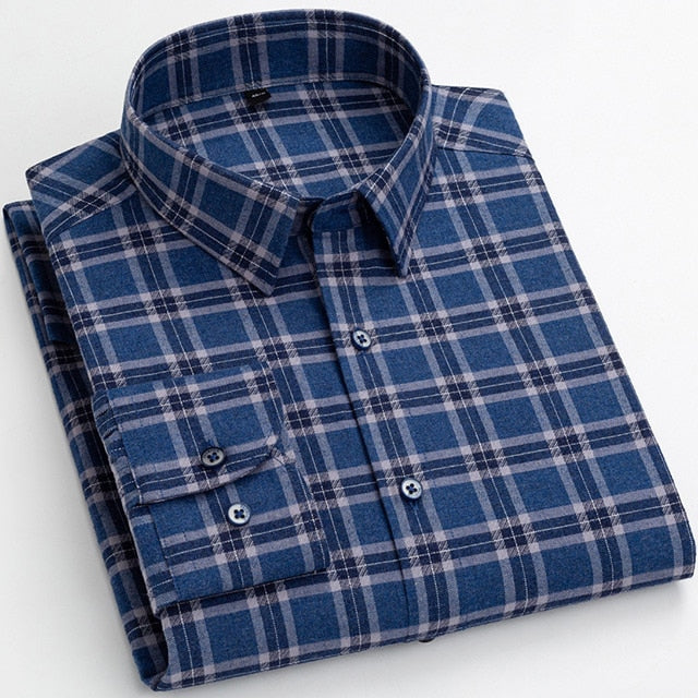 Men's 18-651 Plaid Striped Standard-Fit Long-Sleeve Flannel Comfortable Soft Brushed 100% Cotton  -  GeraldBlack.com