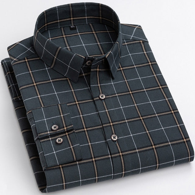 Men's 18-652 Plaid Striped Standard-Fit Long-Sleeve Flannel Comfortable Soft Brushed 100% Cotton  -  GeraldBlack.com