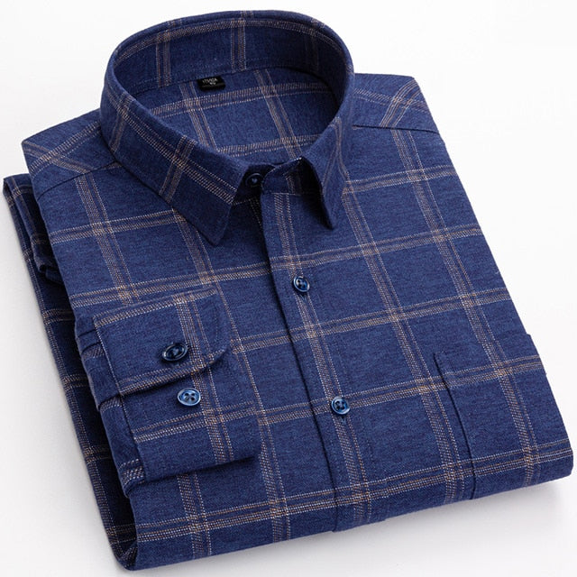 Men's 18-655 Plaid Striped Standard-Fit Long-Sleeve Flannel Comfortable Soft Brushed 100% Cotton  -  GeraldBlack.com