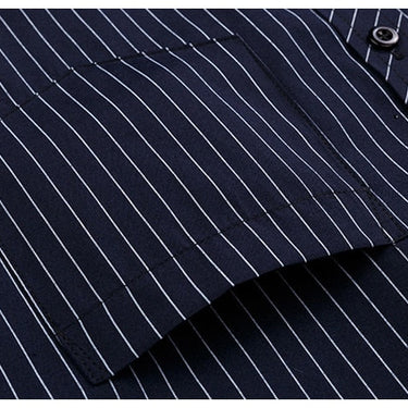Men's 2105 Classic Standard-fit Plaid striped Office Dress Shirt Single Patch Pocket Long Sleeve  -  GeraldBlack.com