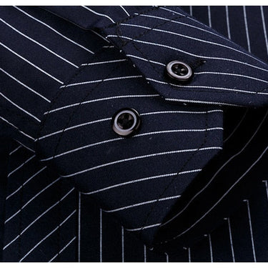 Men's 2109 Classic Standard-fit Plaid striped Office Dress Shirt Single Patch Pocket Long Sleeve  -  GeraldBlack.com