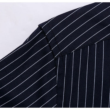 Men's 2111 Classic Standard-fit Plaid striped Office Dress Shirt Single Patch Pocket Long Sleeve  -  GeraldBlack.com