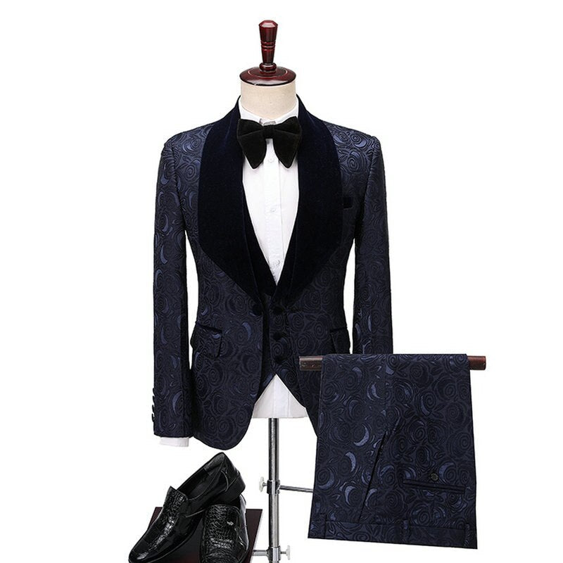 Men's 3 Pieces Floral Lapel Blazer Pants Vest Tuxedos Wedding Suits  -  GeraldBlack.com