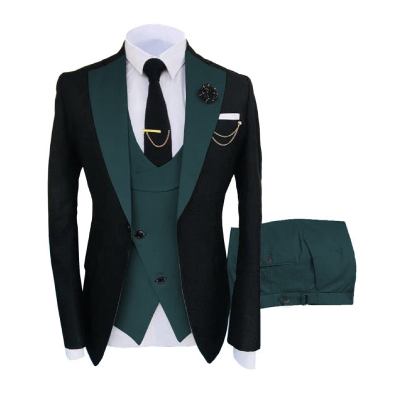Men's 3 Pieces Lapel Blazer Pants Vest Groom Tuxedos Wedding Suits  -  GeraldBlack.com